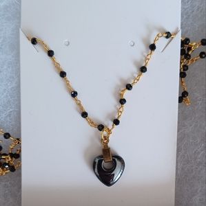 Hematite heart necklace